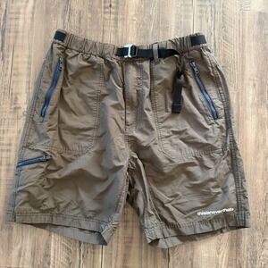 THISISNEVERTHAT Mens Cargo Shorts Brown Size Large Adjustable Zip Pockets